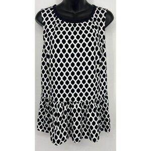 Banana Republic Women Black White Peplum Top Blouse Size Large L Scoop Neck New